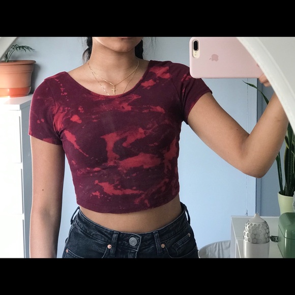 Bleached maroon Brandy Melville crop top - Picture 2 of 4